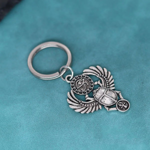 Schlüsselanhänger Skarabäus Heiliges Auge | Amulett Antiksilber