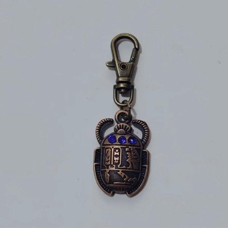 Skarabäus Schlüsselanhänger mit Saphir & Hieroglyphen