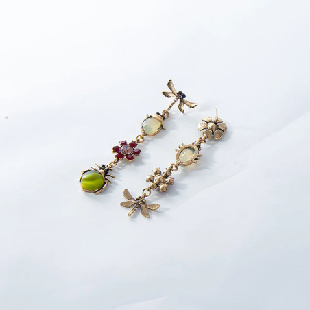 Skarabäus-Ohrringe "Mystischer Garten" – Natur & Strass-Schmuck