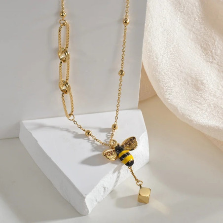 Bienen-Halskette Goldene Eleganz - Symbolischer Goldschmuck