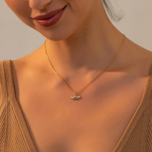 Zarte Bienen-Halskette 'Funkeln' - Goldener Bienenschmuck