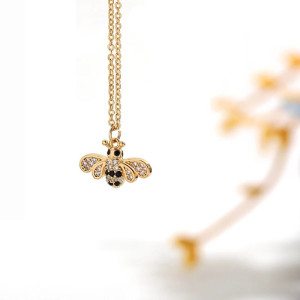 Zarte Bienen-Halskette 'Funkeln' - Goldener Bienenschmuck