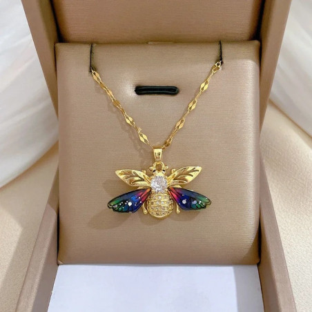 Bienen-Halskette "Auroraflügel" - Einzigartiger Bienenschmuck