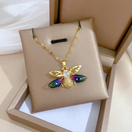Bienen-Halskette "Auroraflügel" - Einzigartiger Bienenschmuck
