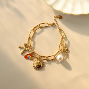 Bienenarmband mit Sonnen-Charms | Goldener & Symbolischer Schmuck