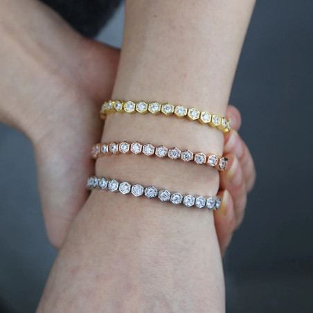 Bienenarmband Funkelnde Waben | Gold, Roségold oder Silber