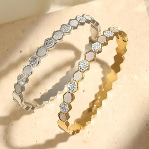 Bienen Waben Armband Chic – Gold oder Silber, Perlmutt & Kristalle