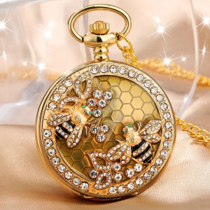 Bienenuhr Königliche Biene | Goldener Schmuck mit Strass