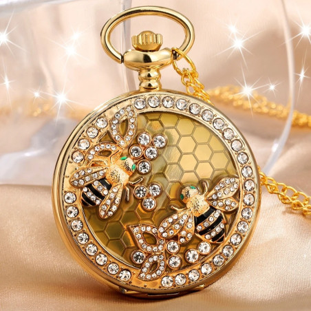 Bienenuhr Königliche Biene | Goldener Schmuck mit Strass