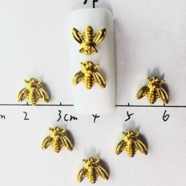 Décoration d'ongles en métal 3d en forme d'abeille dorées - 20 pièces - taille