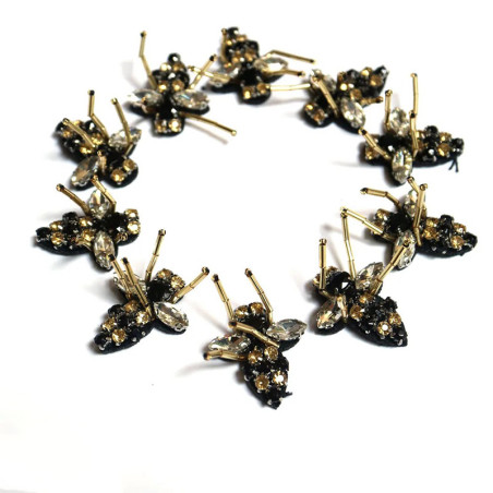 10er-Set Bienen Aufnäher mit Strass & Perlen für DIY & Nähen!