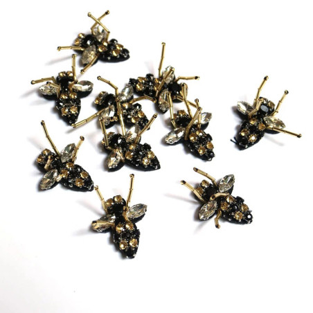 10er-Set Bienen Aufnäher mit Strass & Perlen für DIY & Nähen!