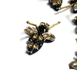 10er-Set Bienen Aufnäher mit Strass & Perlen für DIY & Nähen!