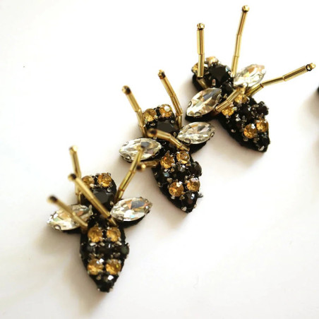 10er-Set Bienen Aufnäher mit Strass & Perlen für DIY & Nähen!