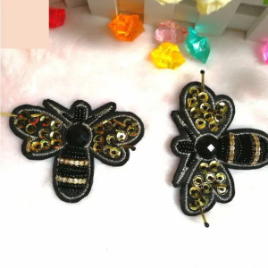 Bienen Aufnäher Gold Bestickt | Strass Patch zum Aufnähen DIY