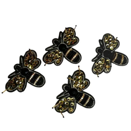 Bienen Aufnäher Gold Bestickt | Strass Patch zum Aufnähen DIY