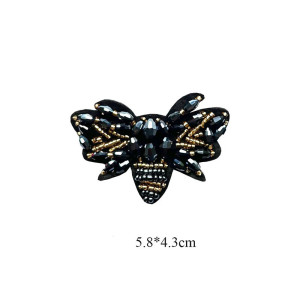 Eleganter Bienen-Patch Schwarz mit Strass | Geschenk für DIY-Fans