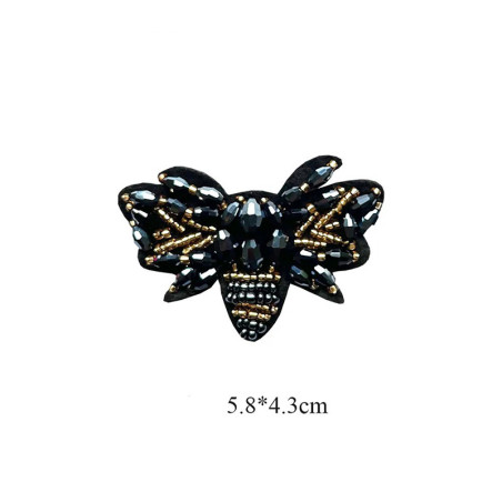 Eleganter Bienen-Patch Schwarz mit Strass | Geschenk für DIY-Fans