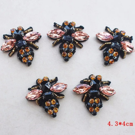 Glitzer Bienen Aufnäher Rosa Strass für DIY & Nähen