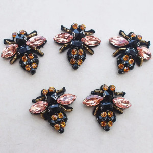 Glitzer Bienen Aufnäher Rosa Strass für DIY & Nähen