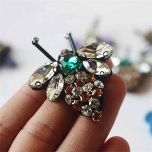 Strass Bienen Aufnäher "Kaiserlicher Smaragd" - 10er-Set