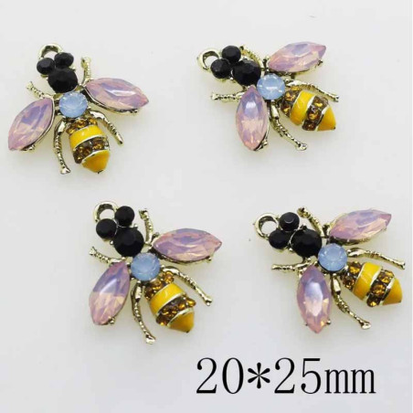 Bienenknopf "Blütenglanz" - 10 Stk - Rosa Kristalle & Gold-Strass