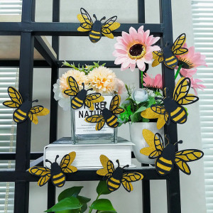 Glitzer Bienen Aufkleber - Wanddeko Natur & Goldener Glanz!