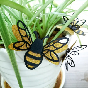 Glitzer Bienen Aufkleber - Wanddeko Natur & Goldener Glanz!