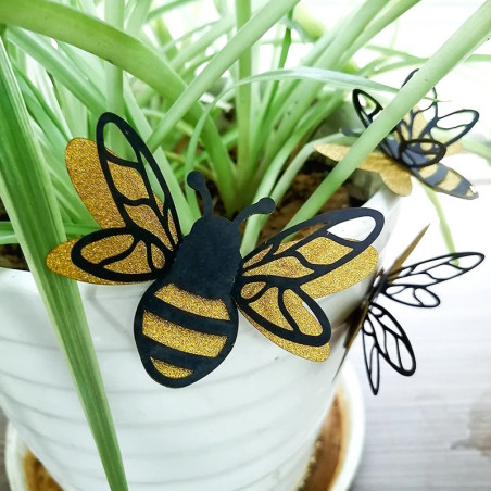 Glitzer Bienen Aufkleber - Wanddeko Natur & Goldener Glanz!