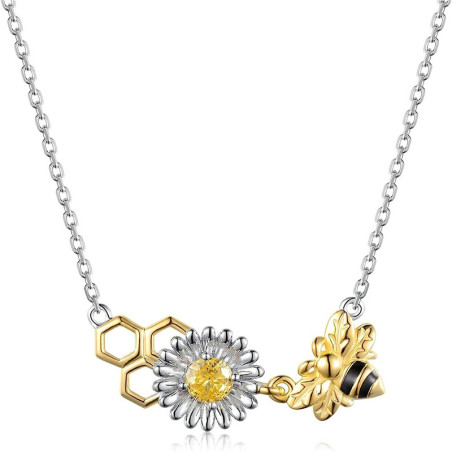 Bienen Halskette Goldene Blume: Ein Hauch von Licht & Eleganz!