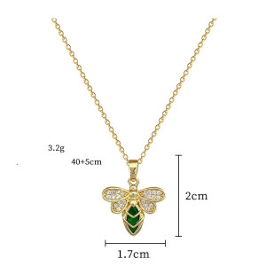 Goldene Bienenkette mit Smaragd - Einzigartiges Geschenk
