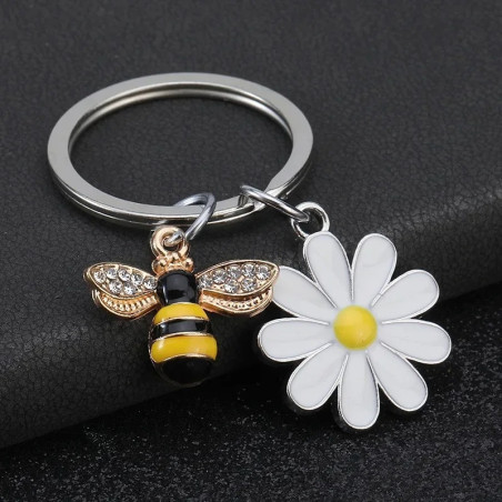Schlüsselanhänger Biene & Gänseblümchen | Süßes Geschenk