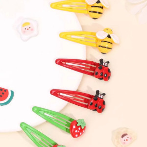 Bienen & Früchte Haarspangen | 6er-Set bunter Haarschmuck