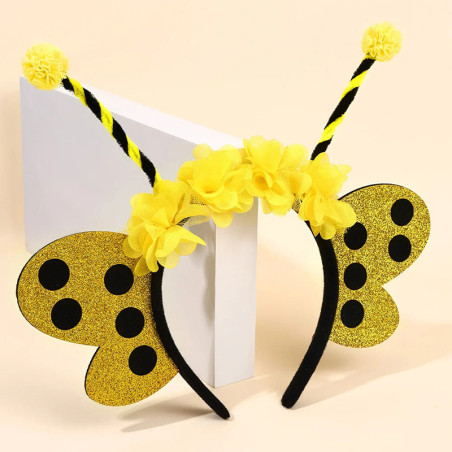Bienen-Haarreif 'Blumige Glitzerflügel' - Festliches Accessoire