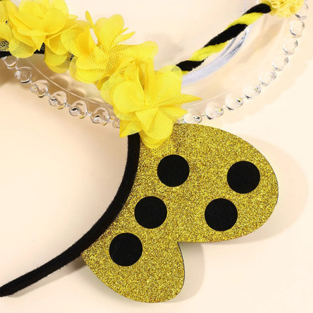 Bienen-Haarreif 'Blumige Glitzerflügel' - Festliches Accessoire