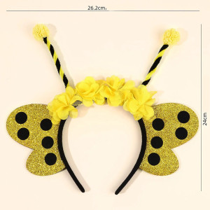 Bienen-Haarreif 'Blumige Glitzerflügel' - Festliches Accessoire