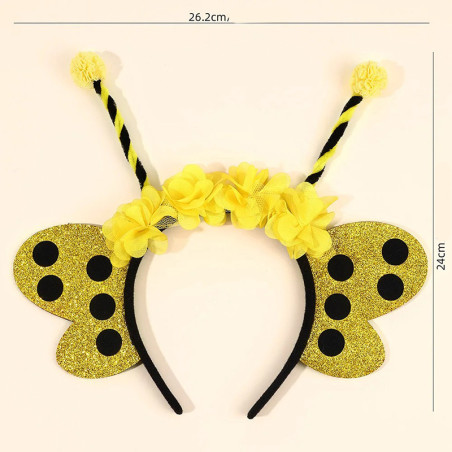 Bienen-Haarreif 'Blumige Glitzerflügel' - Festliches Accessoire