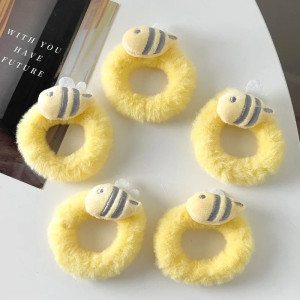 Süße Bienen Plüsch-Haargummis (5er-Set) - Flauschig & Weich