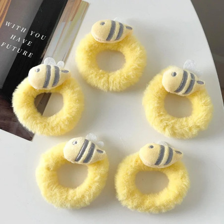 Süße Bienen Plüsch-Haargummis (5er-Set) - Flauschig & Weich