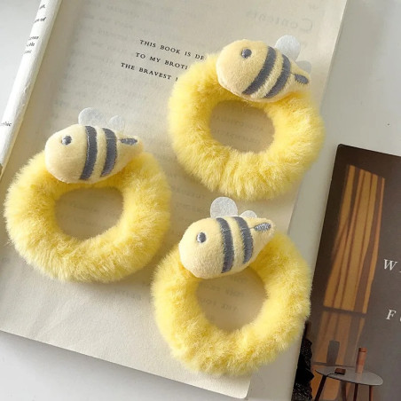Süße Bienen Plüsch-Haargummis (5er-Set) - Flauschig & Weich