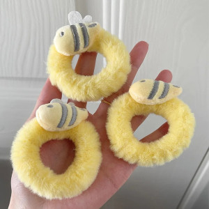 Süße Bienen Plüsch-Haargummis (5er-Set) - Flauschig & Weich