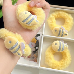 Süße Bienen Plüsch-Haargummis (5er-Set) - Flauschig & Weich