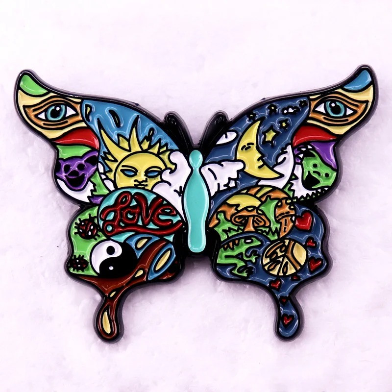 Schmetterling Pin 'Love & Cosmos' | Psychedelisch & Bunt