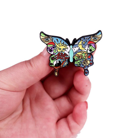 Schmetterling Pin 'Love & Cosmos' | Psychedelisch & Bunt