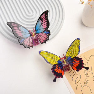 Schmetterling Haarspange "Feenflügel" in Gelb & Violett
