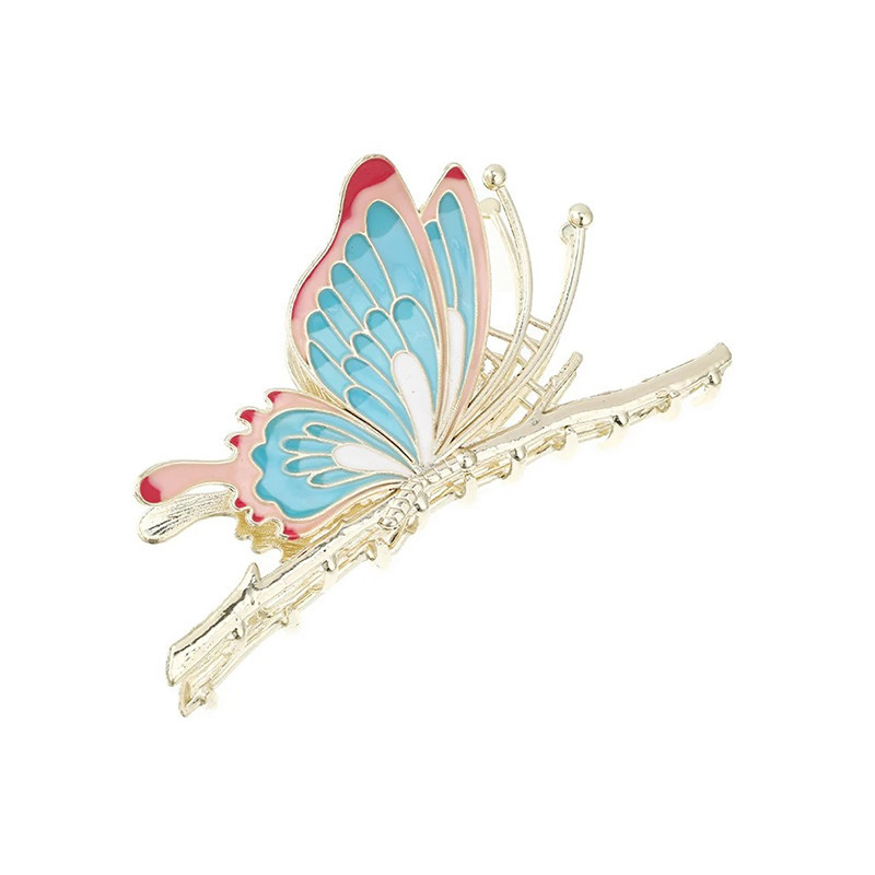 Haarspange Schmetterling 'Kaiserliche Eleganz' in Blau & Rosa