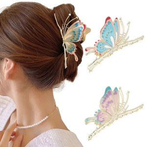 Haarspange Schmetterling 'Kaiserliche Eleganz' in Blau & Rosa