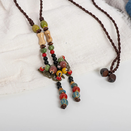 Boho Schmetterling Halskette "Böhmische Träume" mit Perlen