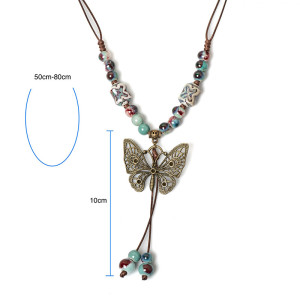 Boho Schmetterling Halskette | Elegante Steine & Bunte Perlen