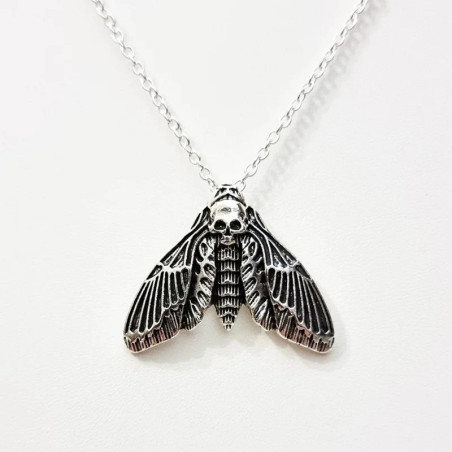 Mystische Halskette Dunkler Nachtfalter - Gothic Schmuck Silber!